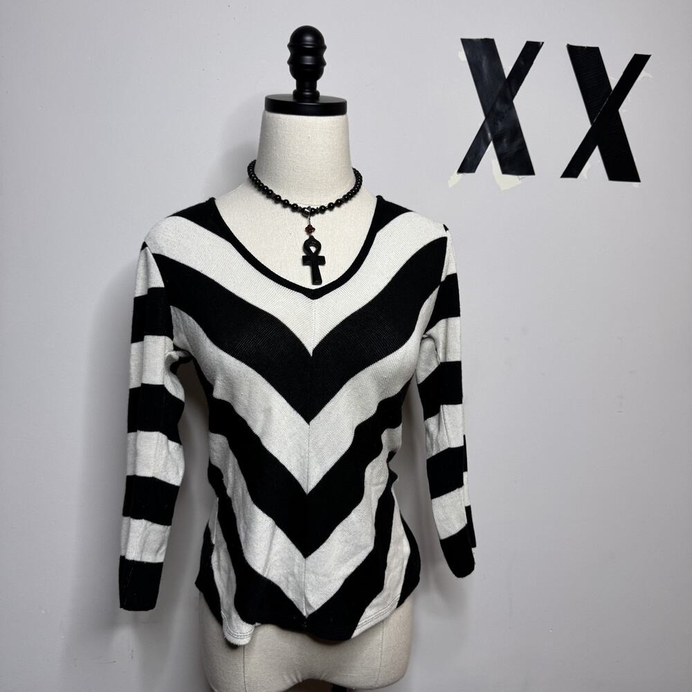 Vintage 90s Chevron Stripe Knit Sweater Indie Emo Grunge S